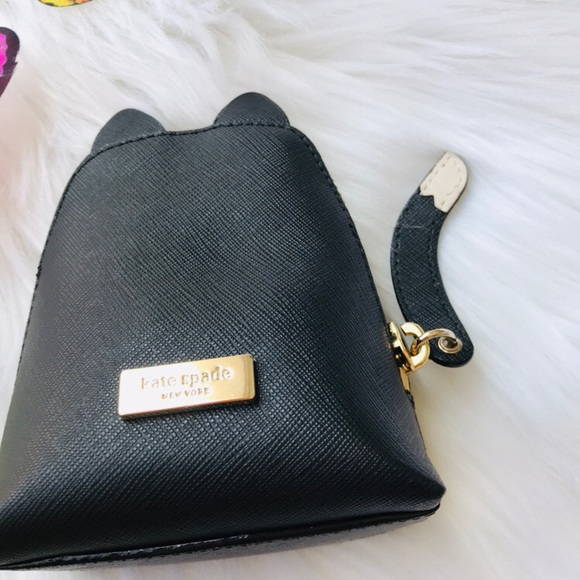 KATE SPADE CAT COIN PURSE BLACK JAZZ THINGS UP - Picture 4 of 6